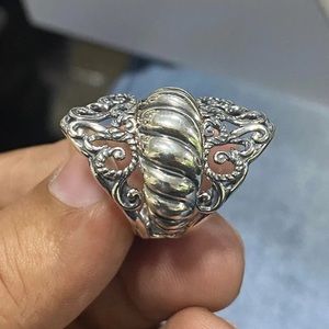 Carolyn Pollack QVC Sterling and Brass Signature Design Three Piece Ring Set